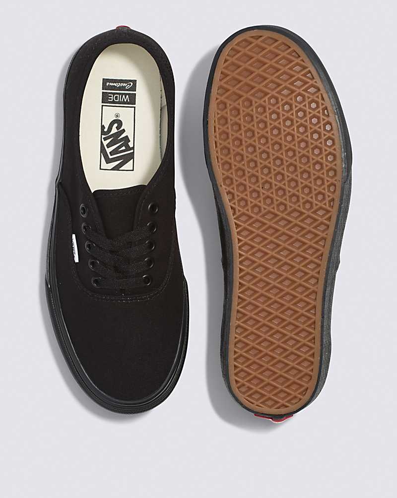 Men's Vans Customs Authentic Wide Shoes Black | USA LPU-410653