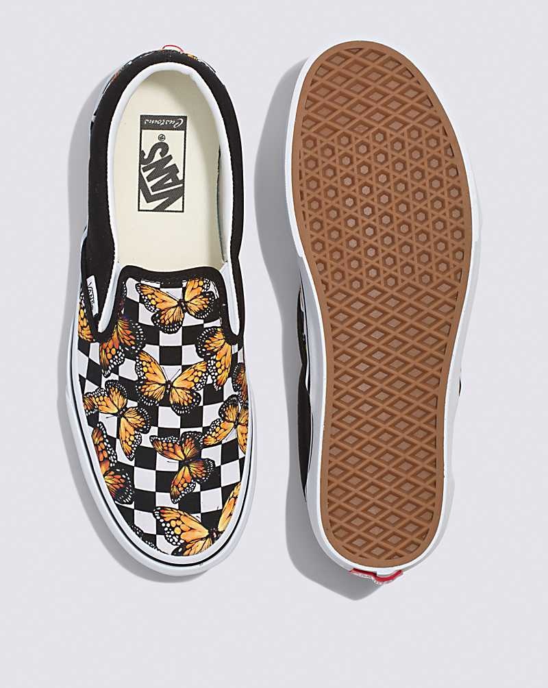 Men's Vans Customs Butterfly Checkerboard Slip-On Shoes Multicolor | USA KOW-457293