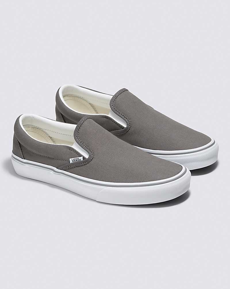 Men's Vans Customs Charcoal Slip-On Wide Shoes Grey | USA GVF-829647