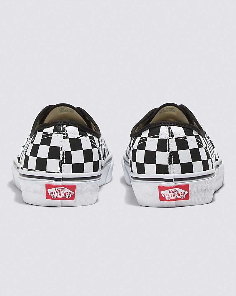 Men's Vans Customs Checkerboard Authentic Wide Shoes Black White | USA PQF-210786