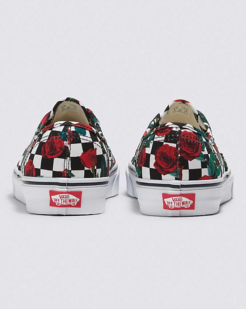 Men's Vans Customs Checkerboard Roses Authentic Shoes Multicolor | USA ANC-318649