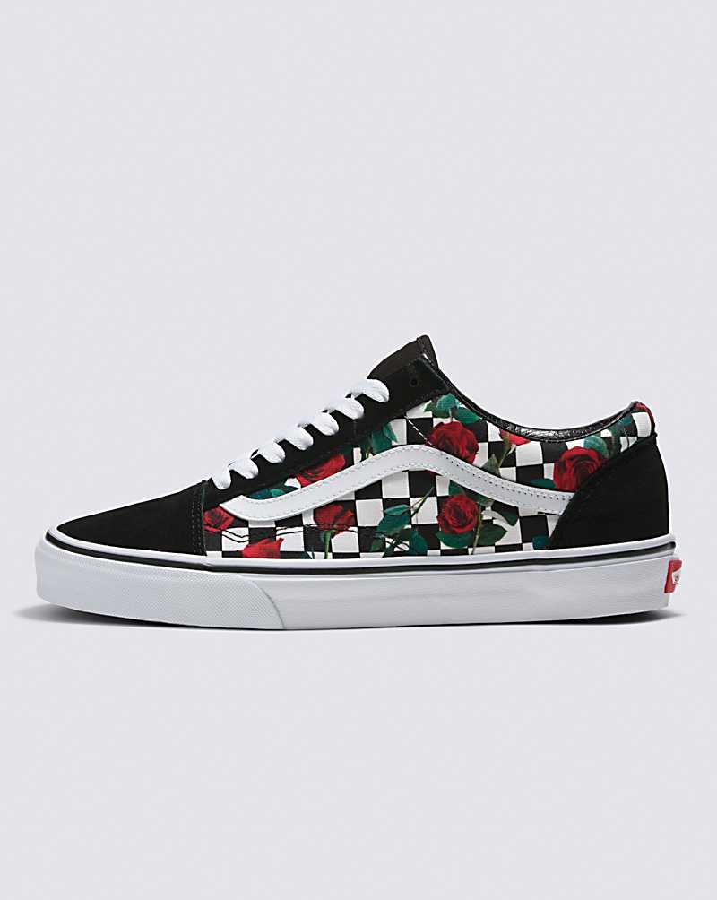 Men\'s Vans Customs Checkerboard Roses Old Skool Shoes Multicolor | USA SXF-469325