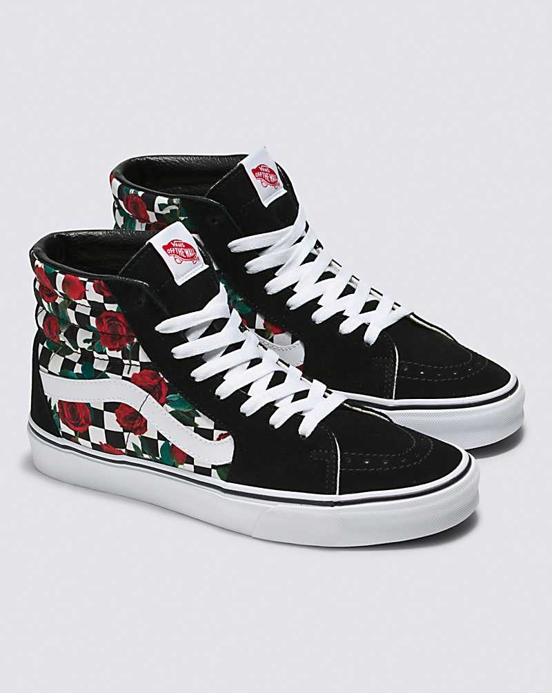 Men's Vans Customs Checkerboard Roses Sk8-Hi Shoes Multicolor | USA VSZ-182493