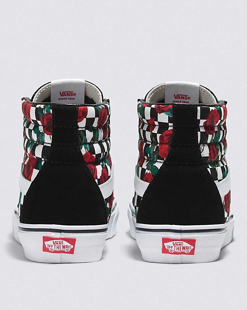 Men's Vans Customs Checkerboard Roses Sk8-Hi Shoes Multicolor | USA VSZ-182493