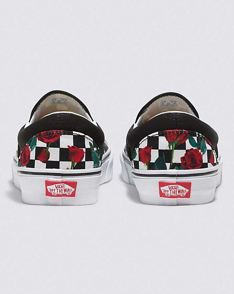 Men's Vans Customs Checkerboard Roses Slip-On Shoes Multicolor | USA BES-602317