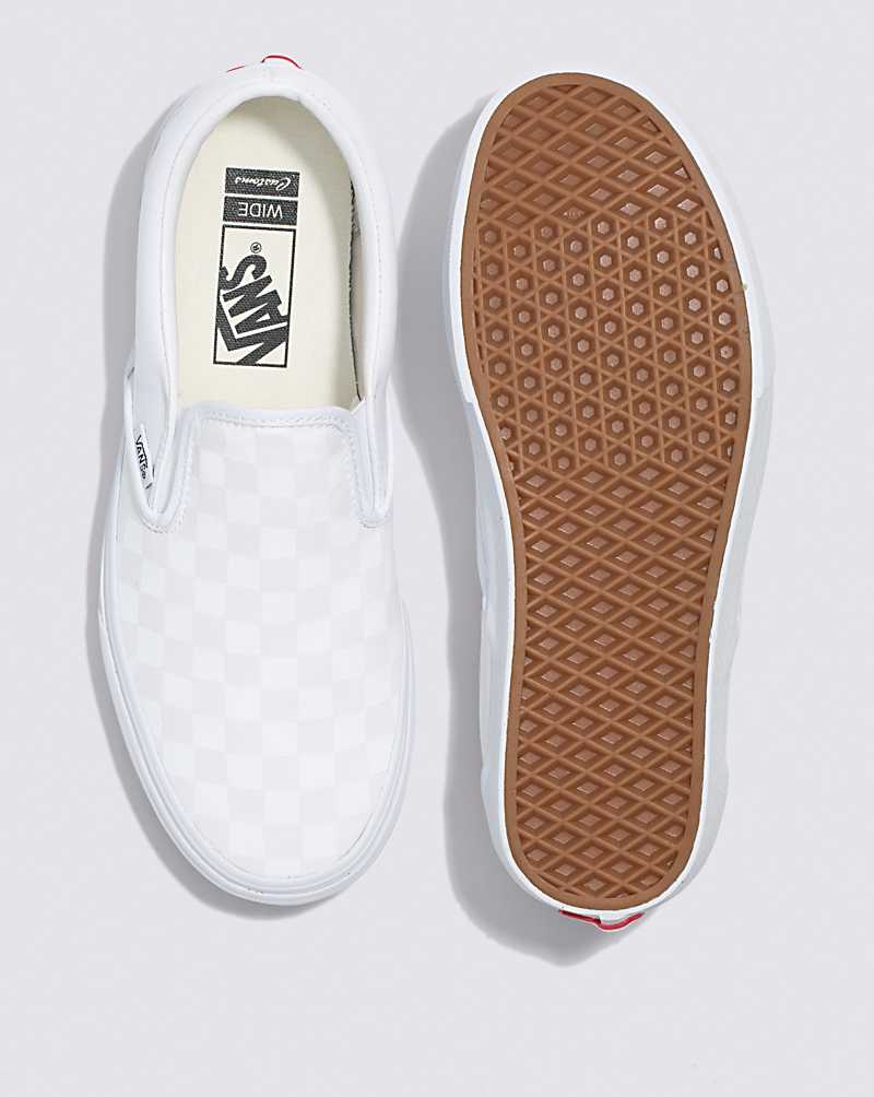 Men's Vans Customs Checkerboard Slip-On Wide Shoes White | USA MHB-725681