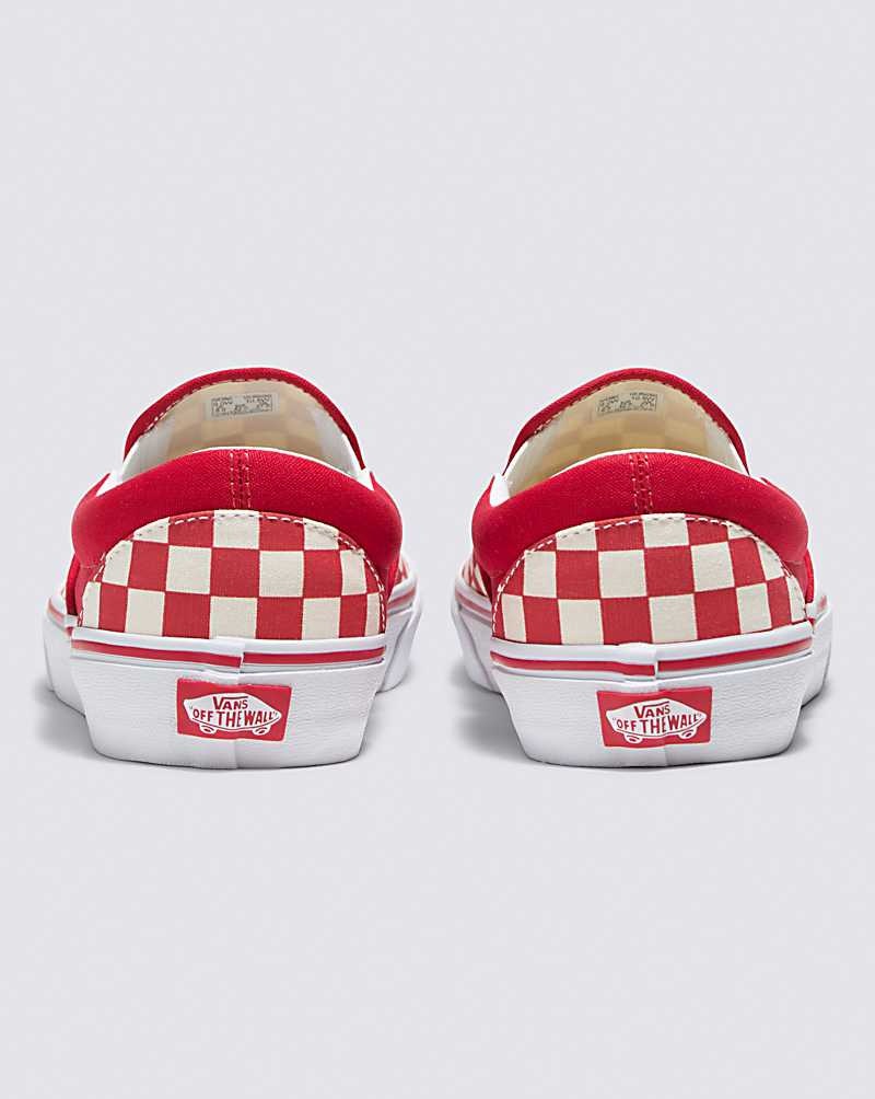 Men's Vans Customs Checkerboard Slip-On Wide Shoes Red White | USA AZW-764293