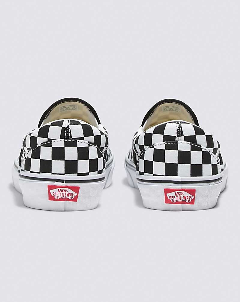 Men's Vans Customs Checkerboard Slip-On Wide Shoes Black White | USA ARE-054697