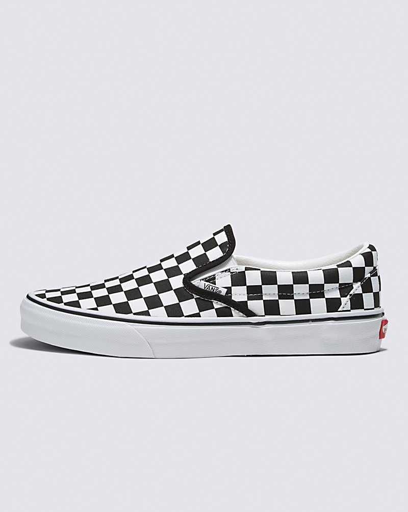 Men\'s Vans Customs Checkerboard Slip-On Wide Shoes Black White | USA ARE-054697