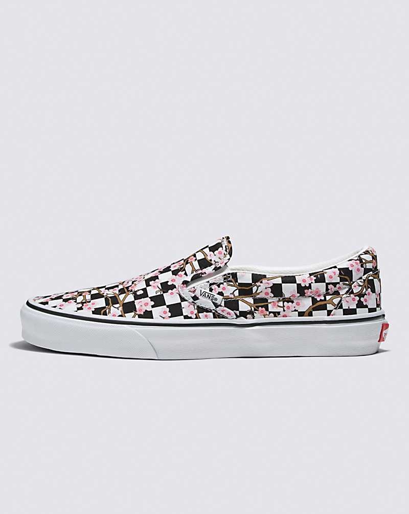 Men\'s Vans Customs Cherry Blossom Checkerboard Slip-On Shoes Multicolor | USA GPO-087251