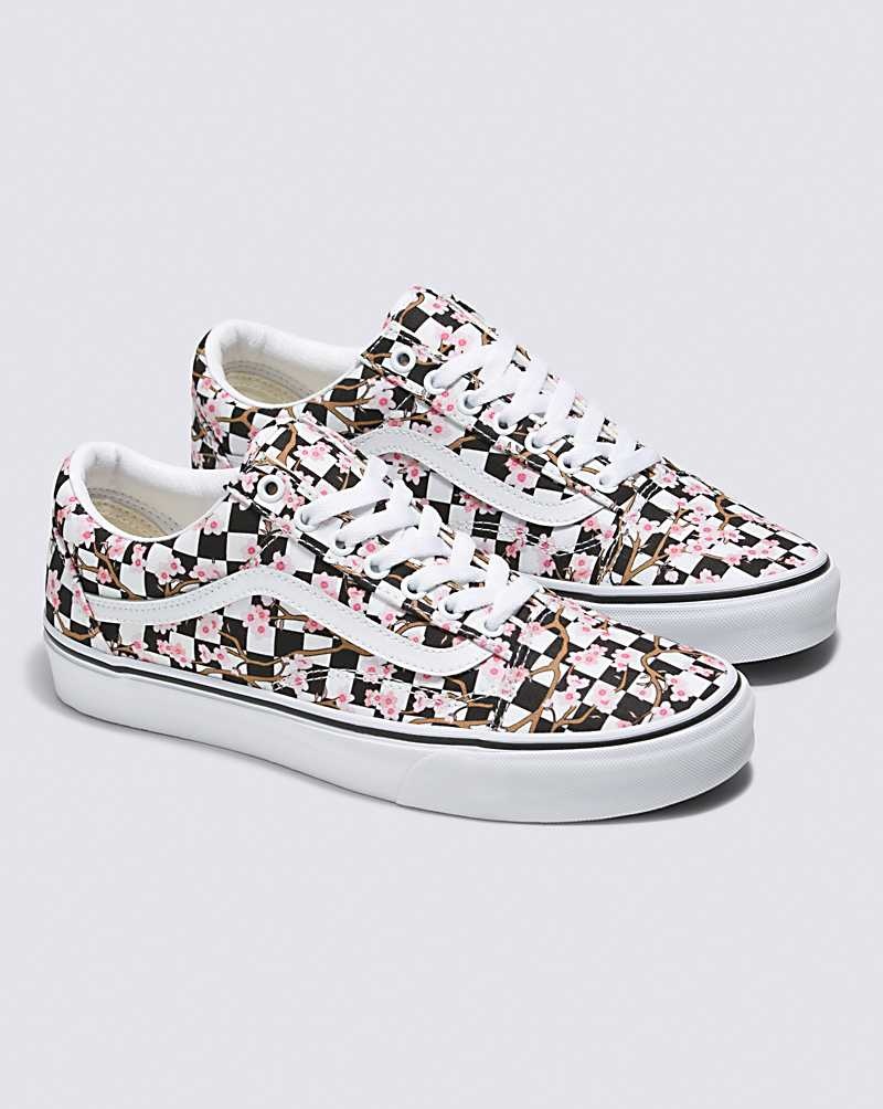 Men's Vans Customs Cherry Blossom Checkerboard Old Skool Shoes Multicolor | USA EHR-069437