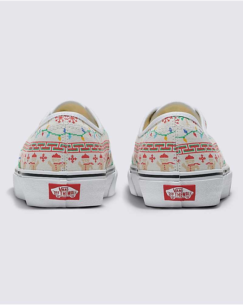 Men's Vans Customs Christmas Sweater Authentic Shoes White | USA SAL-531782