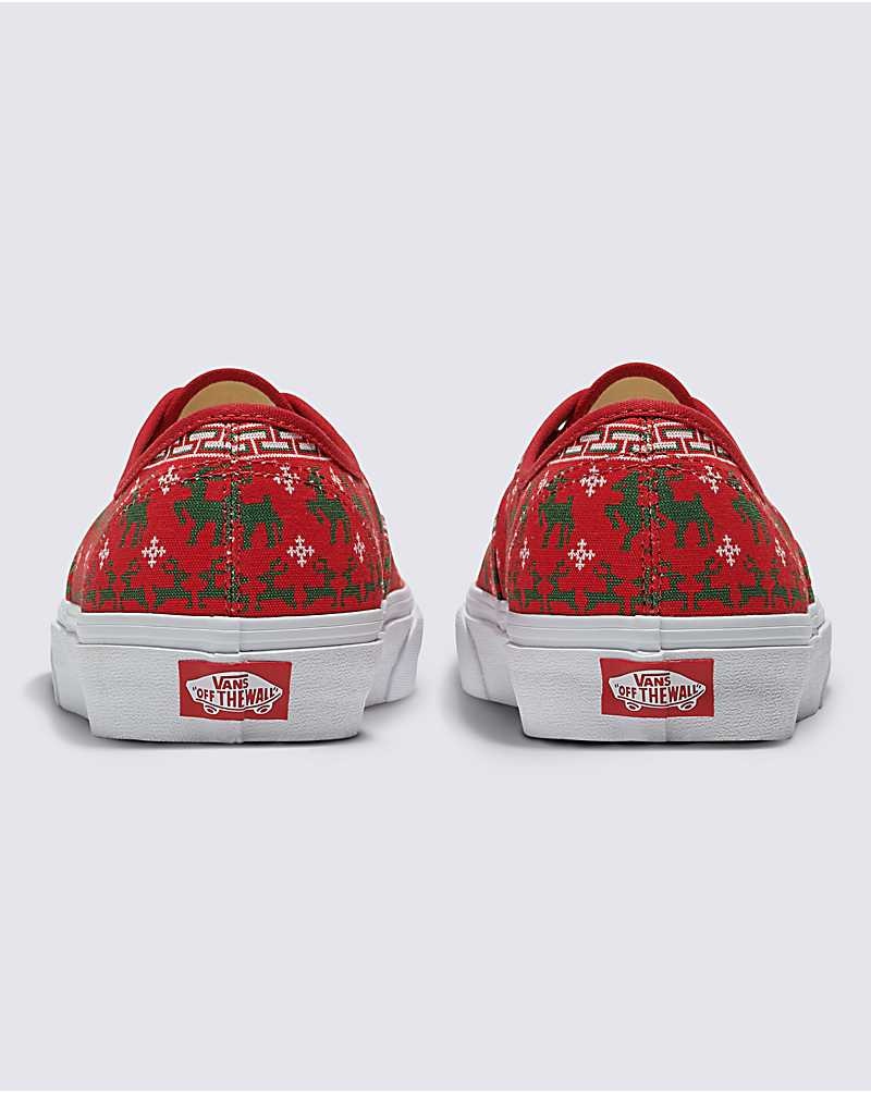 Men's Vans Customs Christmas Sweater Authentic Shoes Red | USA LKX-409563