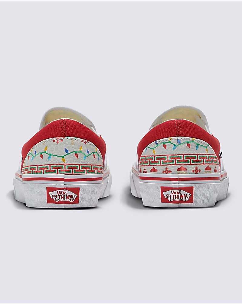 Men's Vans Customs Christmas Sweater Slip-On Shoes White | USA PJG-756321