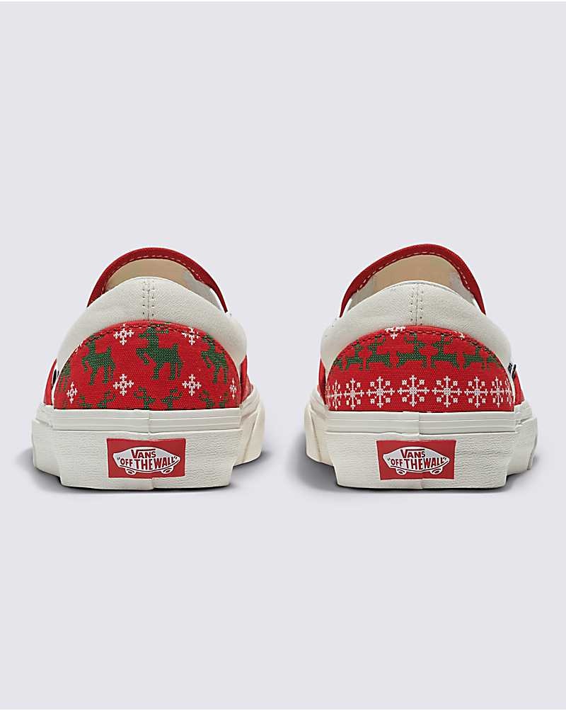 Men's Vans Customs Christmas Sweater Slip-On Shoes Red | USA ESK-940378