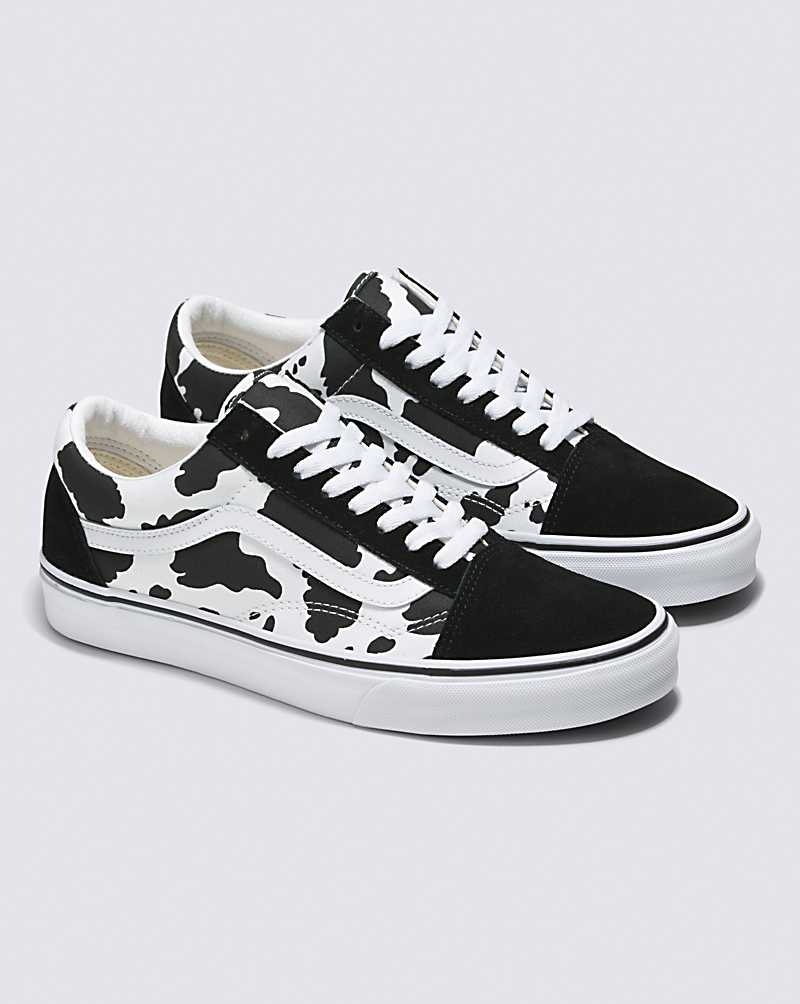 Men's Vans Customs Cow Print Old Skool Shoes Black White | USA CTR-941075