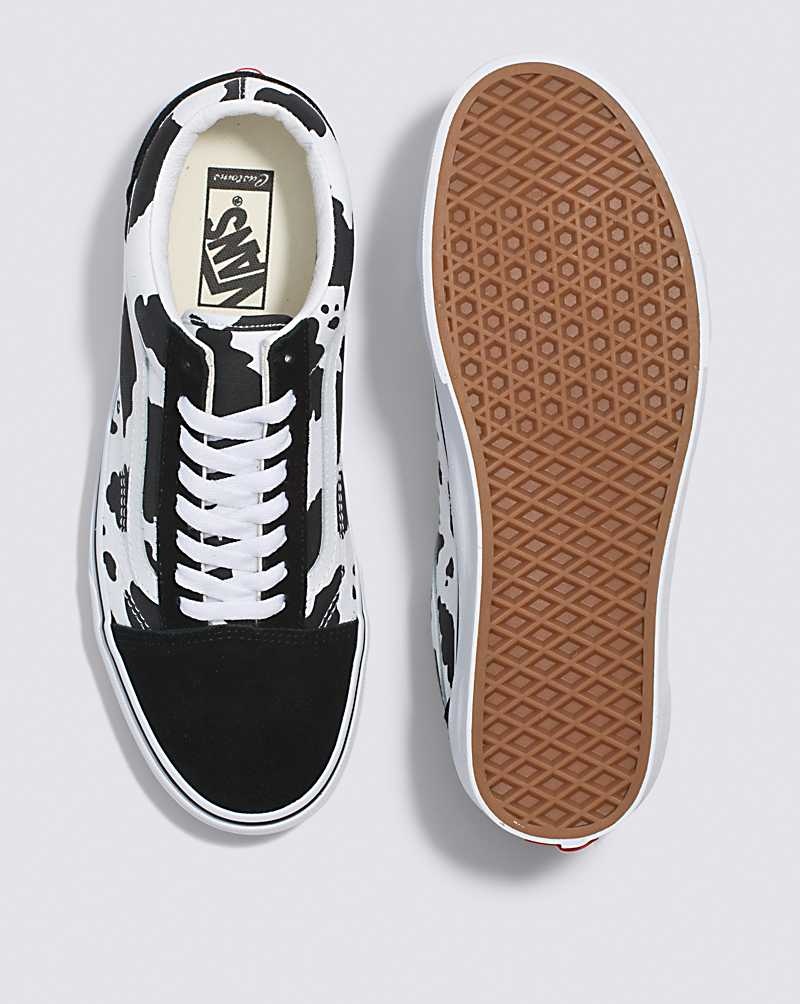 Men's Vans Customs Cow Print Old Skool Shoes Black White | USA CTR-941075