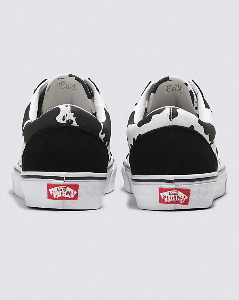 Men's Vans Customs Cow Print Old Skool Shoes Black White | USA CTR-941075