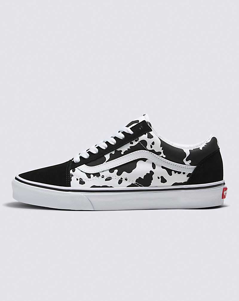 Men\'s Vans Customs Cow Print Old Skool Shoes Black White | USA CTR-941075