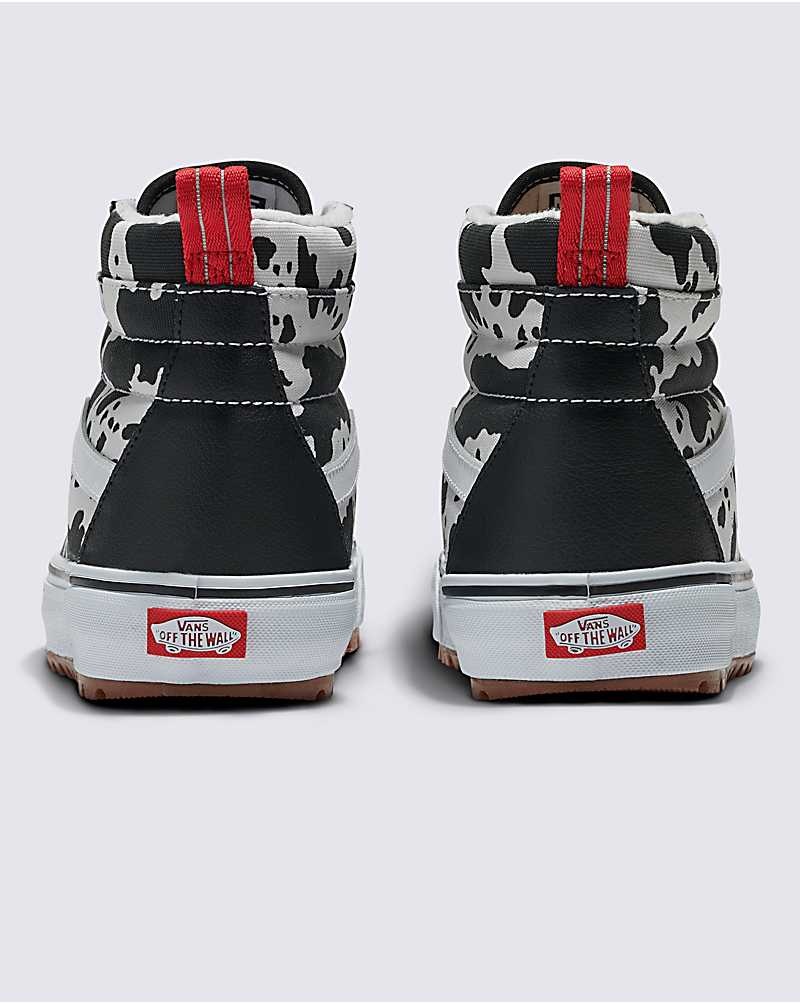 Men's Vans Customs Cow Print Sk8-Hi MTE-1 Shoes Black White | USA ZBA-162758