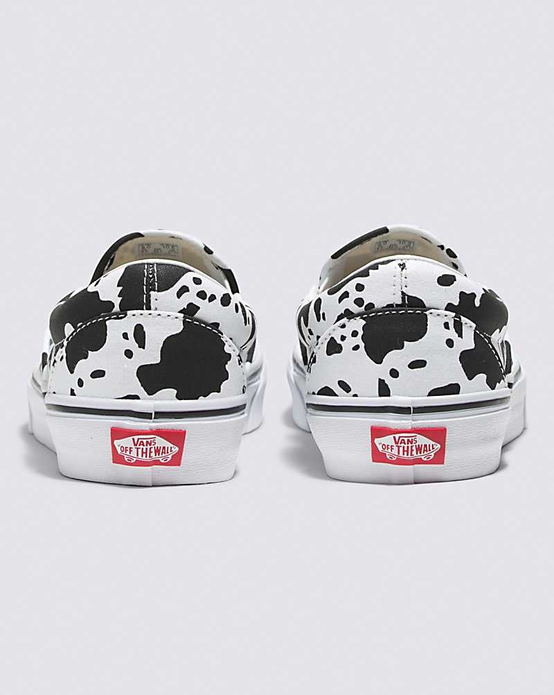 Men's Vans Customs Cow Print Slip-On Shoes Black White | USA MLH-189752