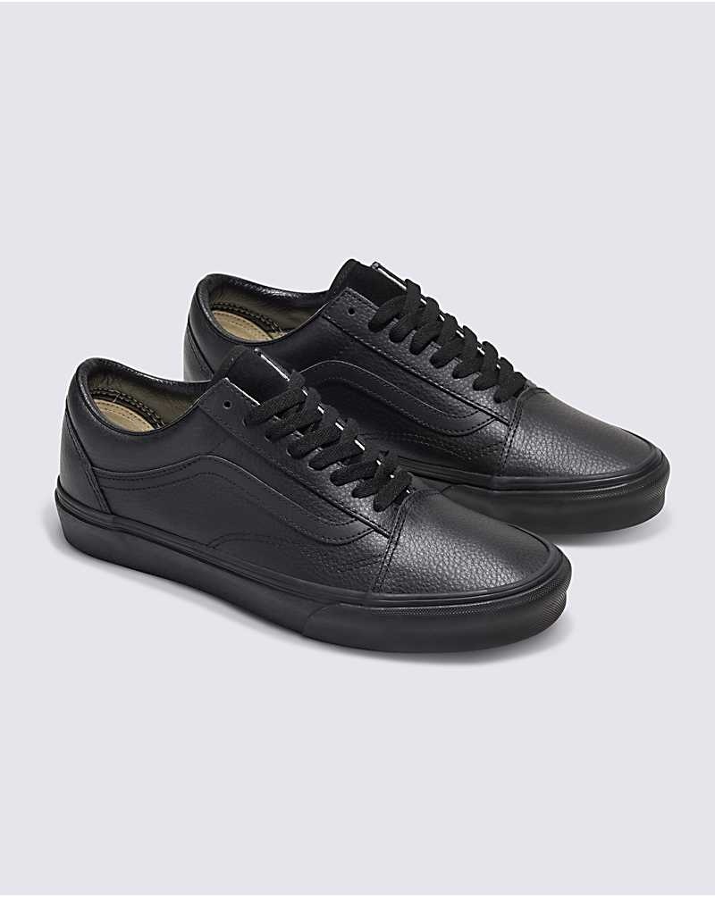 Men's Vans Customs Elevated Leather Old Skool Shoes Black | USA ATM-863790