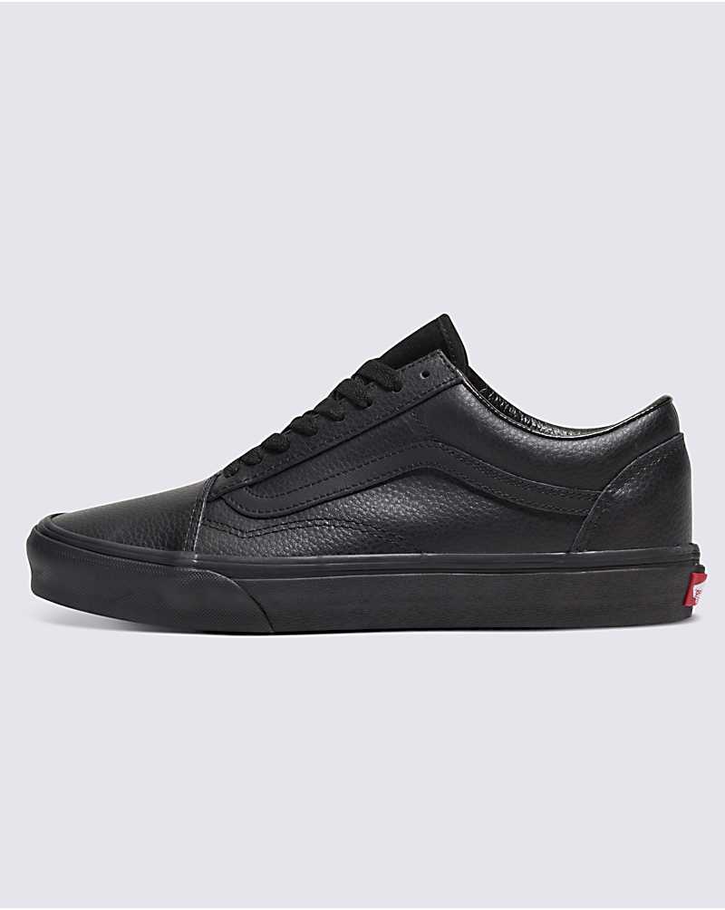 Men\'s Vans Customs Elevated Leather Old Skool Shoes Black | USA ATM-863790