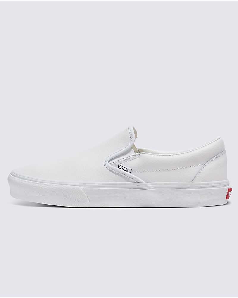 Men\'s Vans Customs Elevated Leather Slip-On Shoes White | USA DAJ-863104