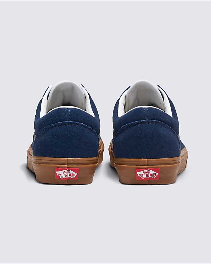 Men's Vans Customs Elevated Suede Gum Sole Old Skool Shoes Navy | USA ONP-176803