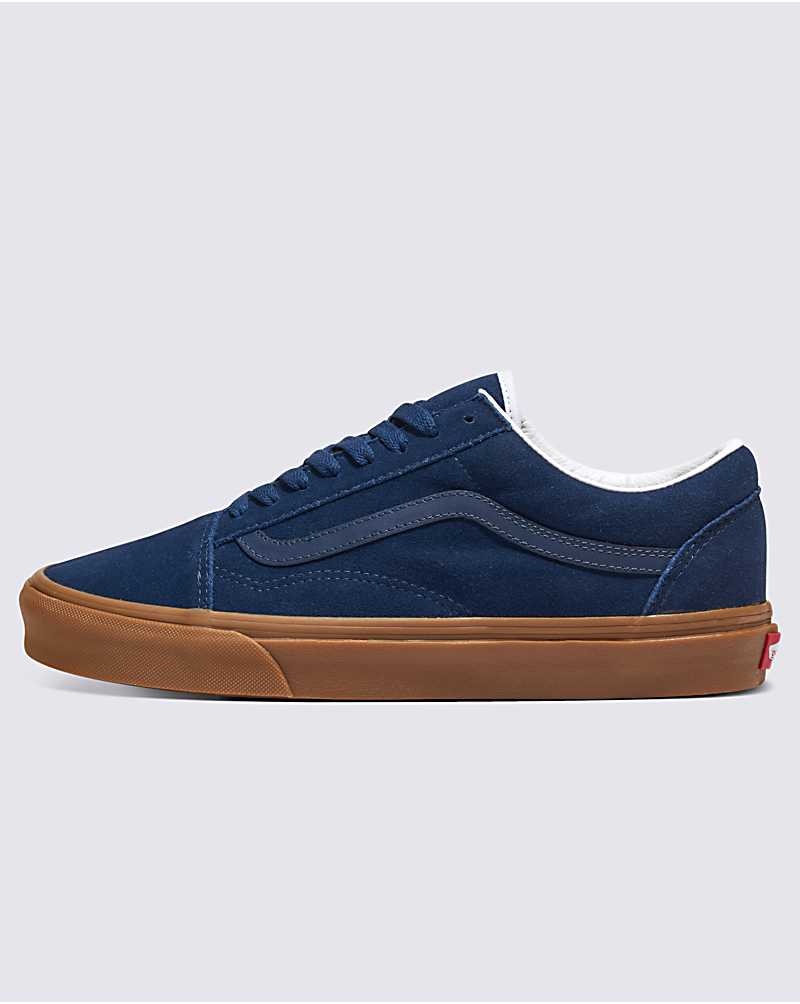 Men\'s Vans Customs Elevated Suede Gum Sole Old Skool Shoes Navy | USA ONP-176803