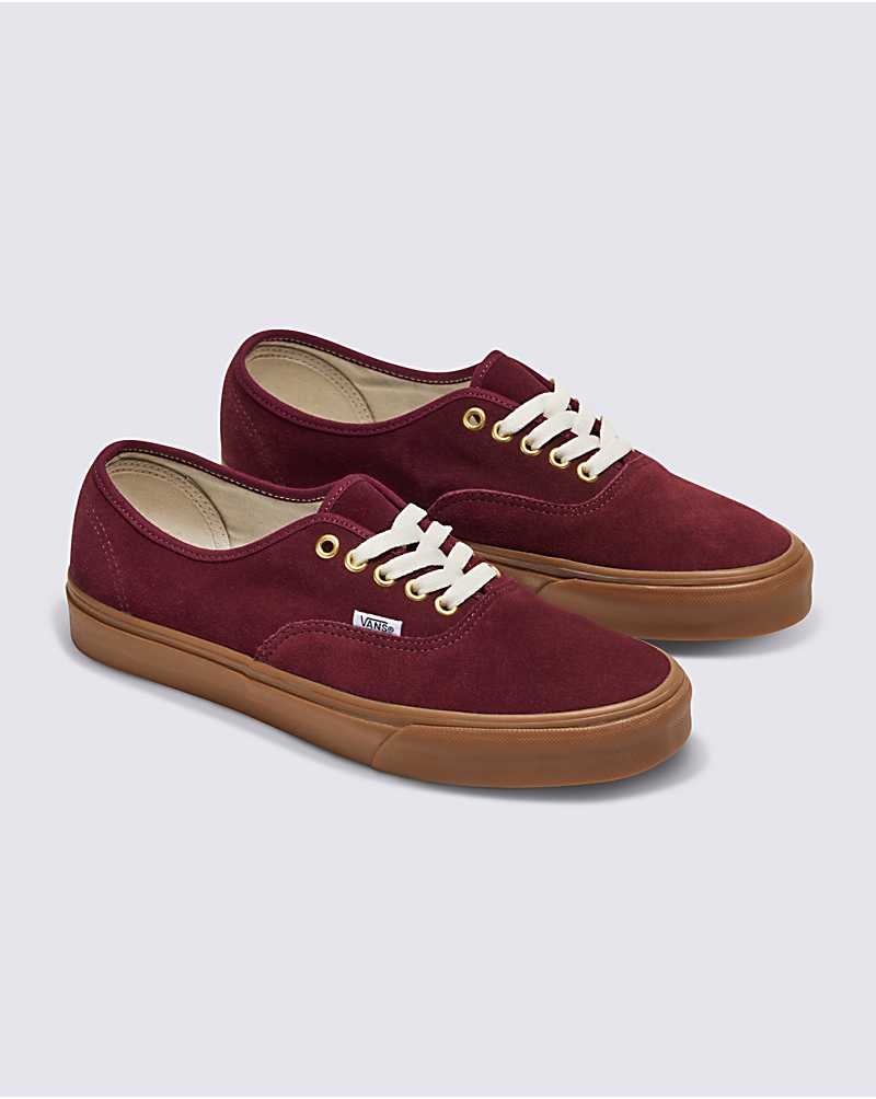 Men's Vans Customs Elevated Suede Gum Sole Authentic Shoes Burgundy | USA REL-914570