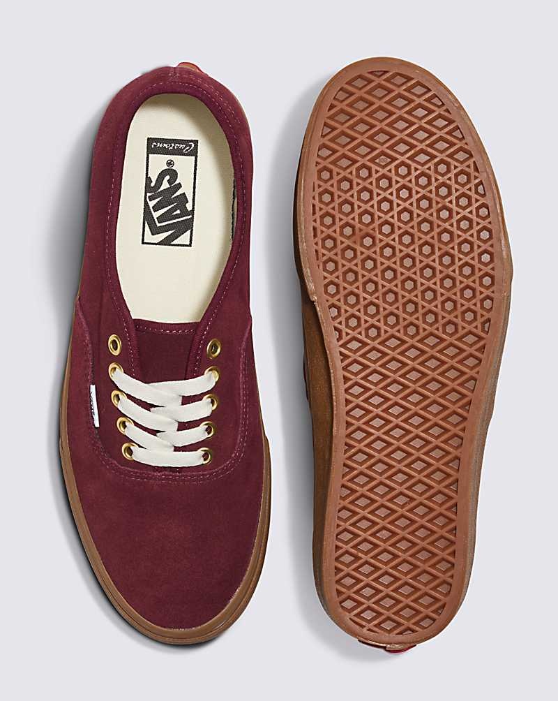 Men's Vans Customs Elevated Suede Gum Sole Authentic Shoes Burgundy | USA REL-914570