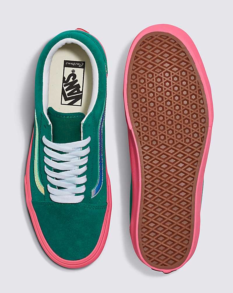 Men's Vans Customs Elevated Ultramarin Suede Platform Old Skool Shoes Green | USA TEP-683952