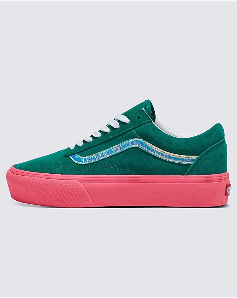 Men\'s Vans Customs Elevated Ultramarin Suede Platform Old Skool Shoes Green | USA TEP-683952