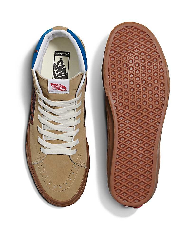 Men's Vans Customs Image Library Desert Sk8-Hi Shoes Brown | USA SWL-617589