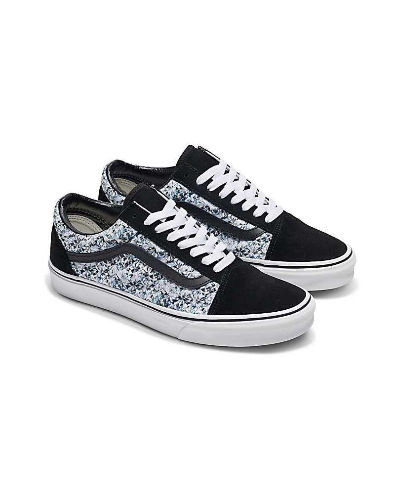 Men's Vans Customs Image Library Diamond Old Skool Shoes Black | USA ANR-230568