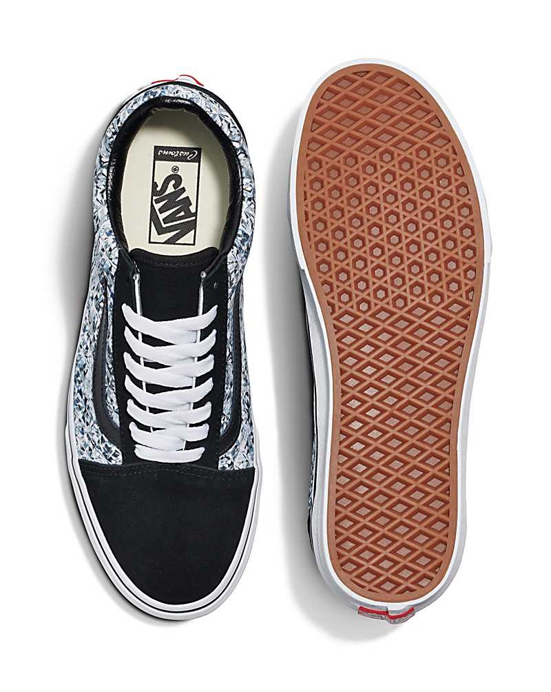 Men's Vans Customs Image Library Diamond Old Skool Shoes Black | USA ANR-230568