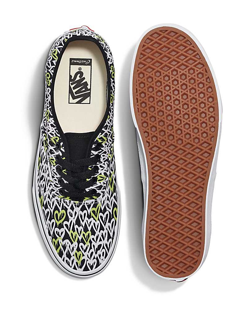 Men's Vans Customs Image Library Graffitti Hearts Authentic Shoes Multicolor | USA AYT-109528