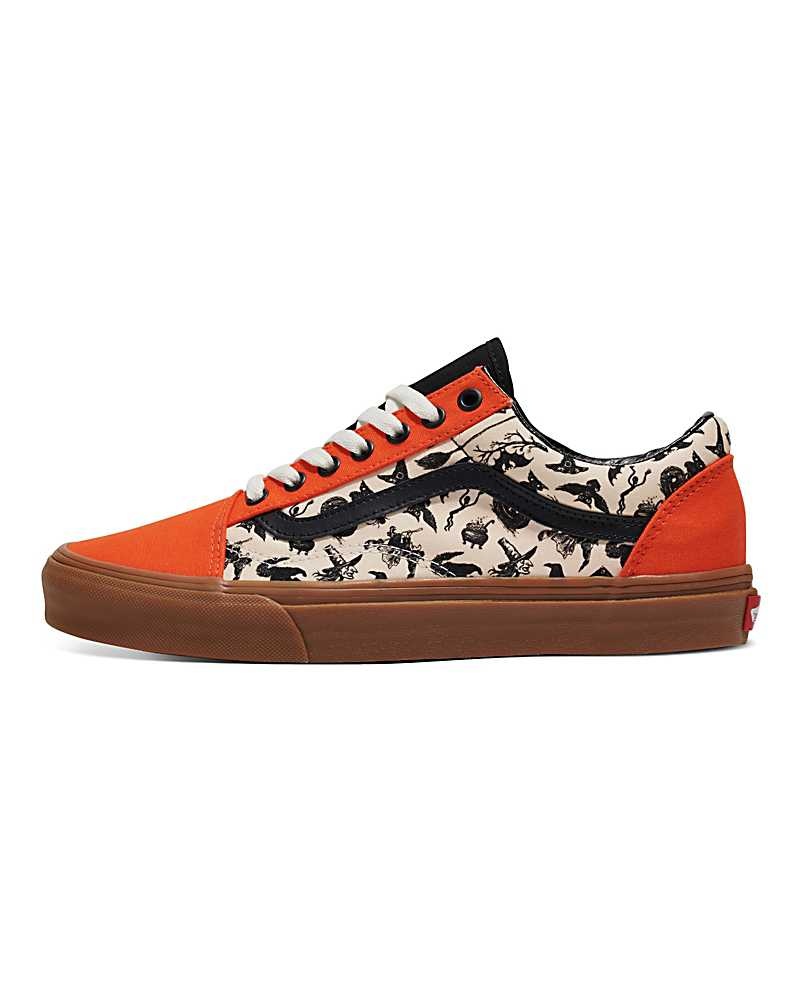 Men\'s Vans Customs Image Library Halloween Old Skool Shoes Orange | USA ASB-126495