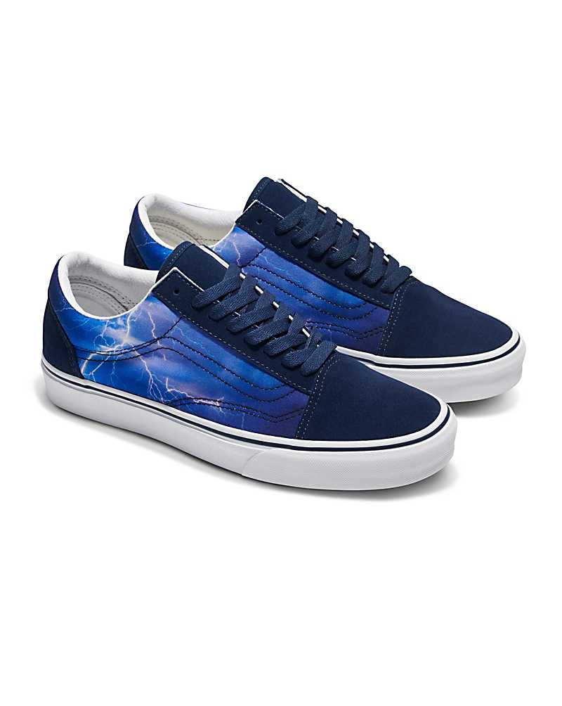 Men's Vans Customs Image Library Lightning Old Skool Shoes Navy | USA WZR-810476