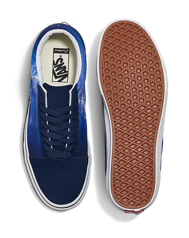 Men's Vans Customs Image Library Lightning Old Skool Shoes Navy | USA WZR-810476