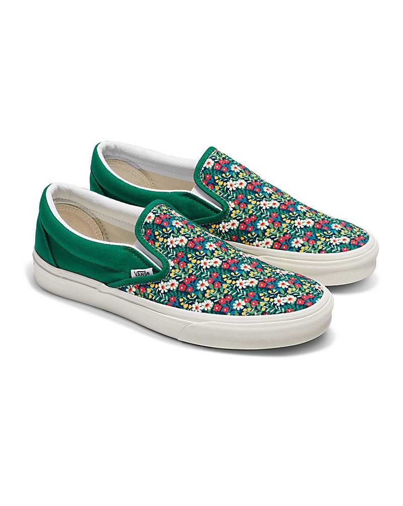 Men's Vans Customs Image Library Slip-On Shoes Green | USA PGQ-685190