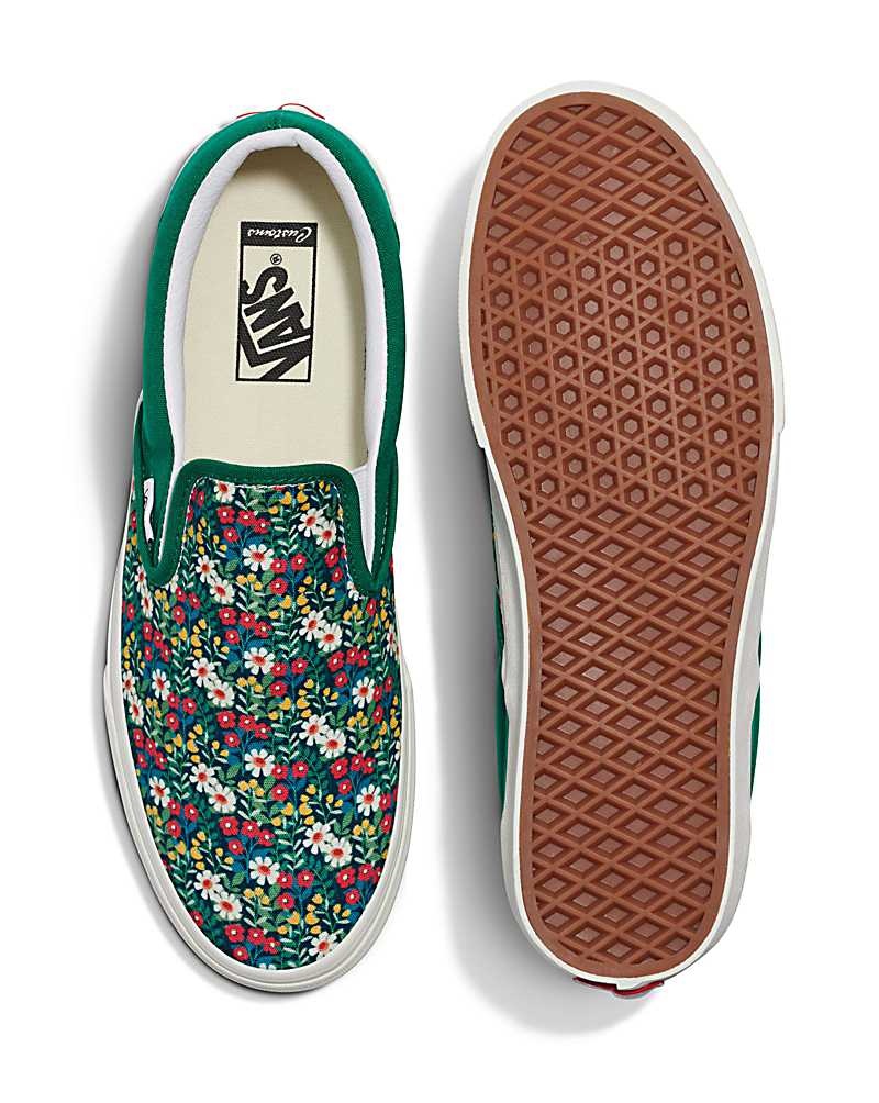 Men's Vans Customs Image Library Slip-On Shoes Green | USA PGQ-685190