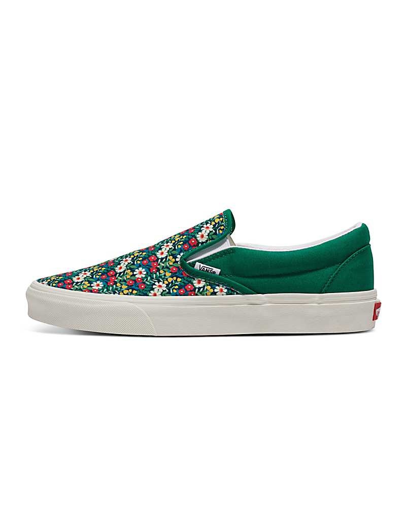 Men\'s Vans Customs Image Library Slip-On Shoes Green | USA PGQ-685190