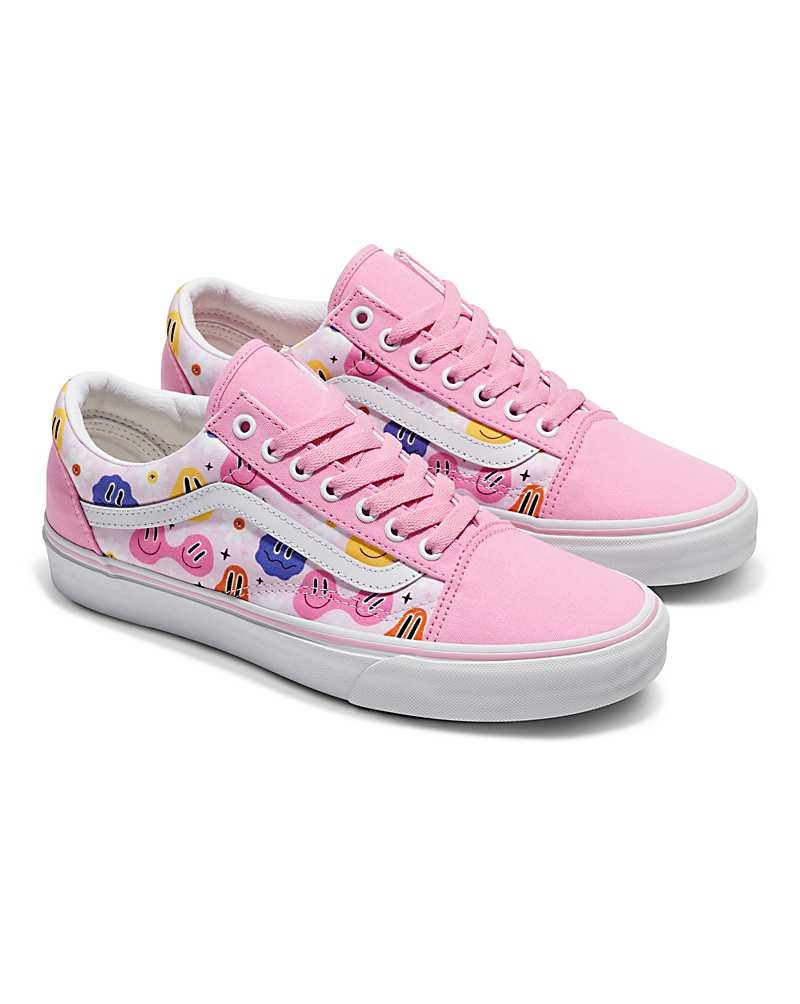 Men's Vans Customs Image Library Smiley Old Skool Shoes Pink | USA YUR-632954