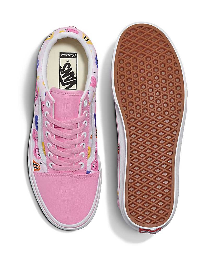 Men's Vans Customs Image Library Smiley Old Skool Shoes Pink | USA YUR-632954