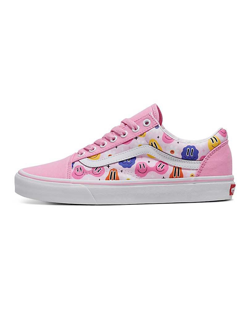 Men\'s Vans Customs Image Library Smiley Old Skool Shoes Pink | USA YUR-632954