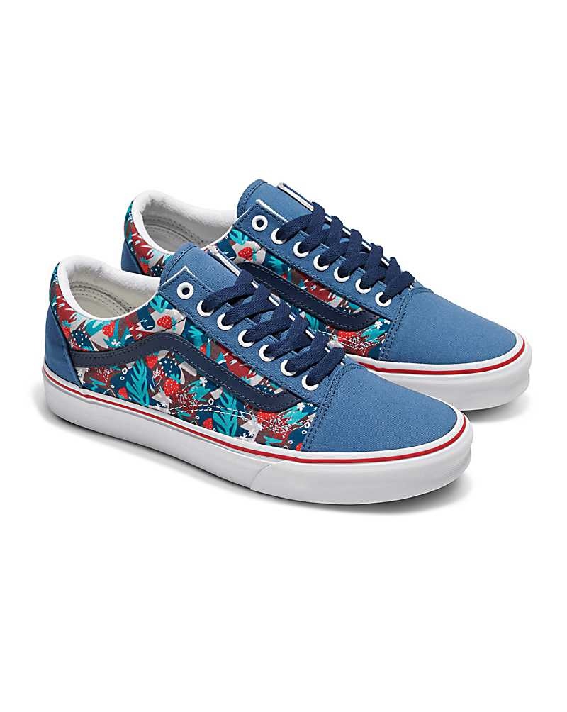 Men's Vans Customs Image Library Strawberry Field Old Skool Shoes Blue | USA YGP-029873