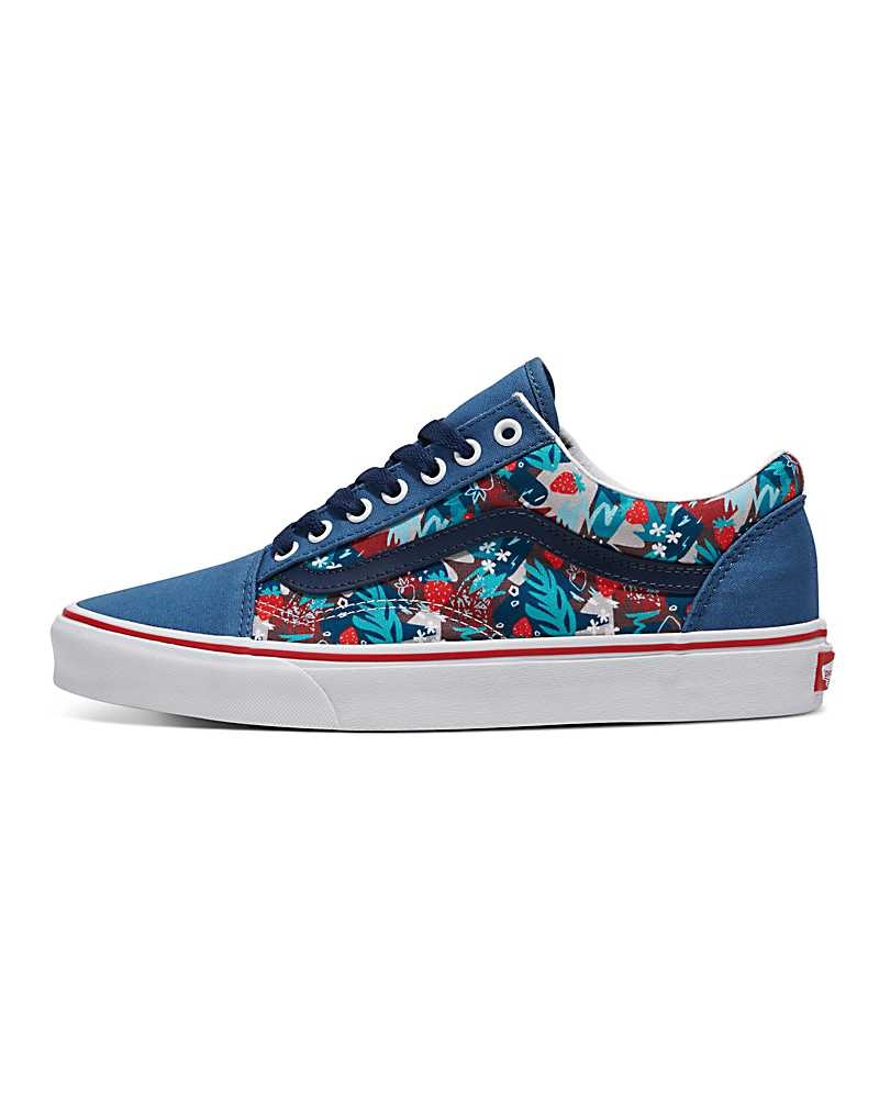 Men\'s Vans Customs Image Library Strawberry Field Old Skool Shoes Blue | USA YGP-029873