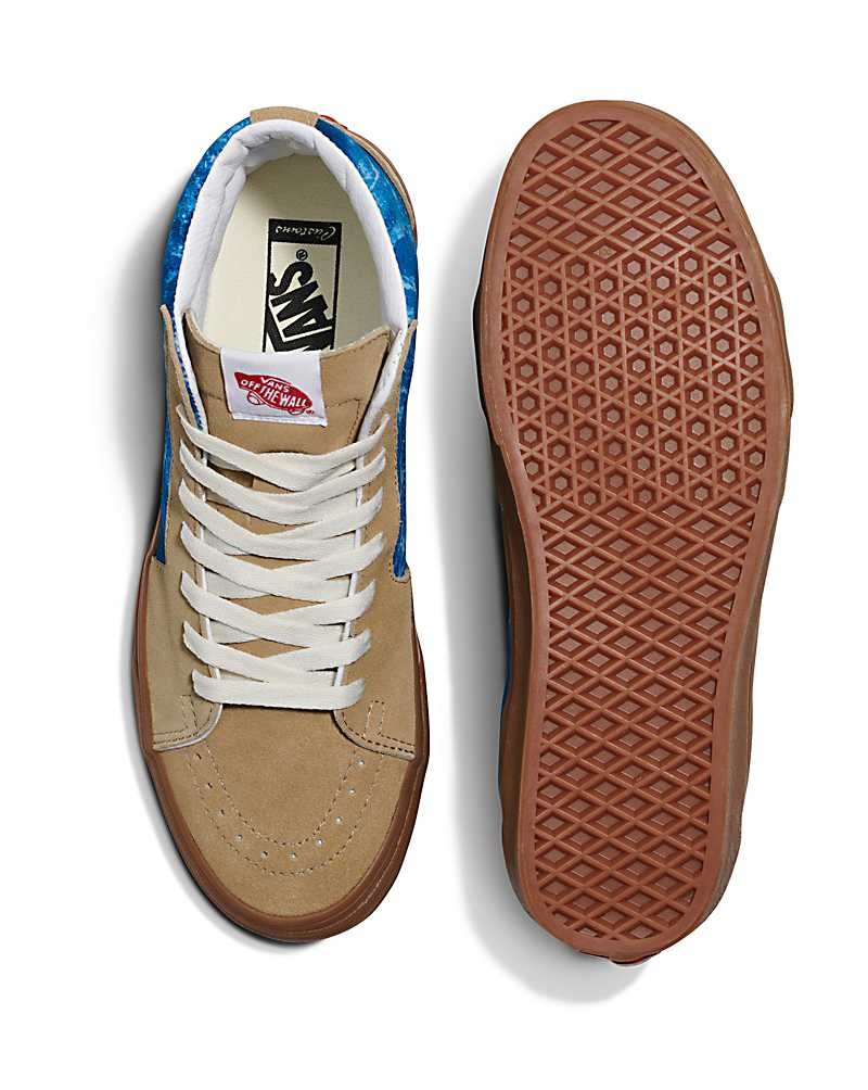 Men's Vans Customs Image Library Water Sk8-Hi Shoes Blue Brown | USA YSV-706218